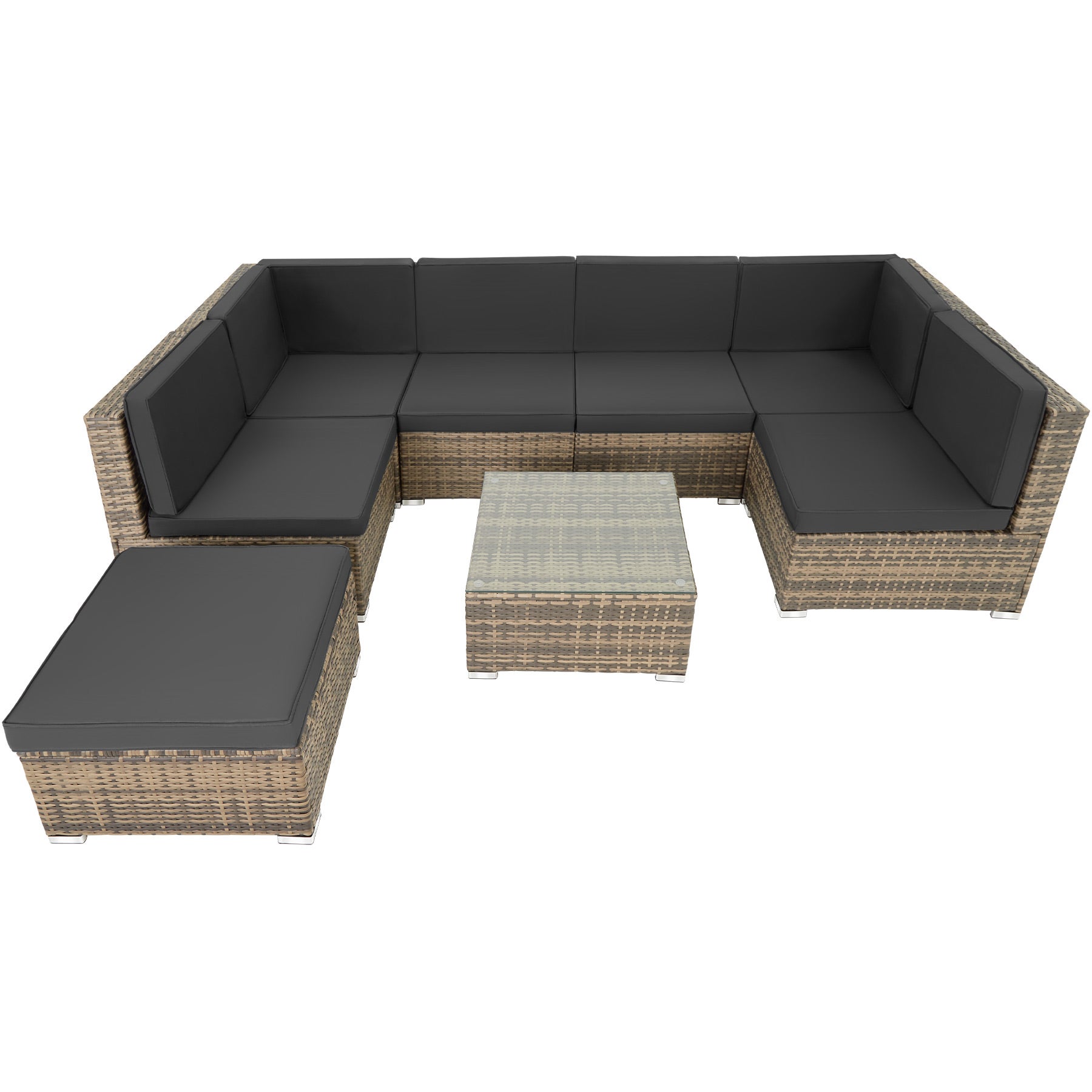 Salon bas de jardin en Acier Marron 5 personnes - 2