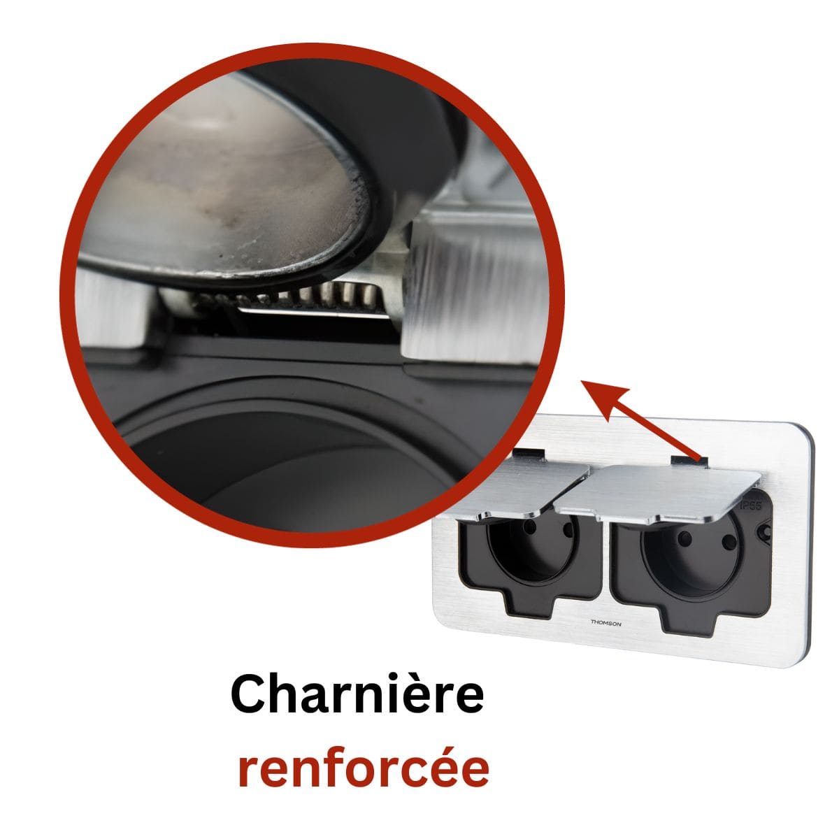 Double prise de sol étanche Initiale 16A 2P+T IP55 - Métal brossé - Protec - 5