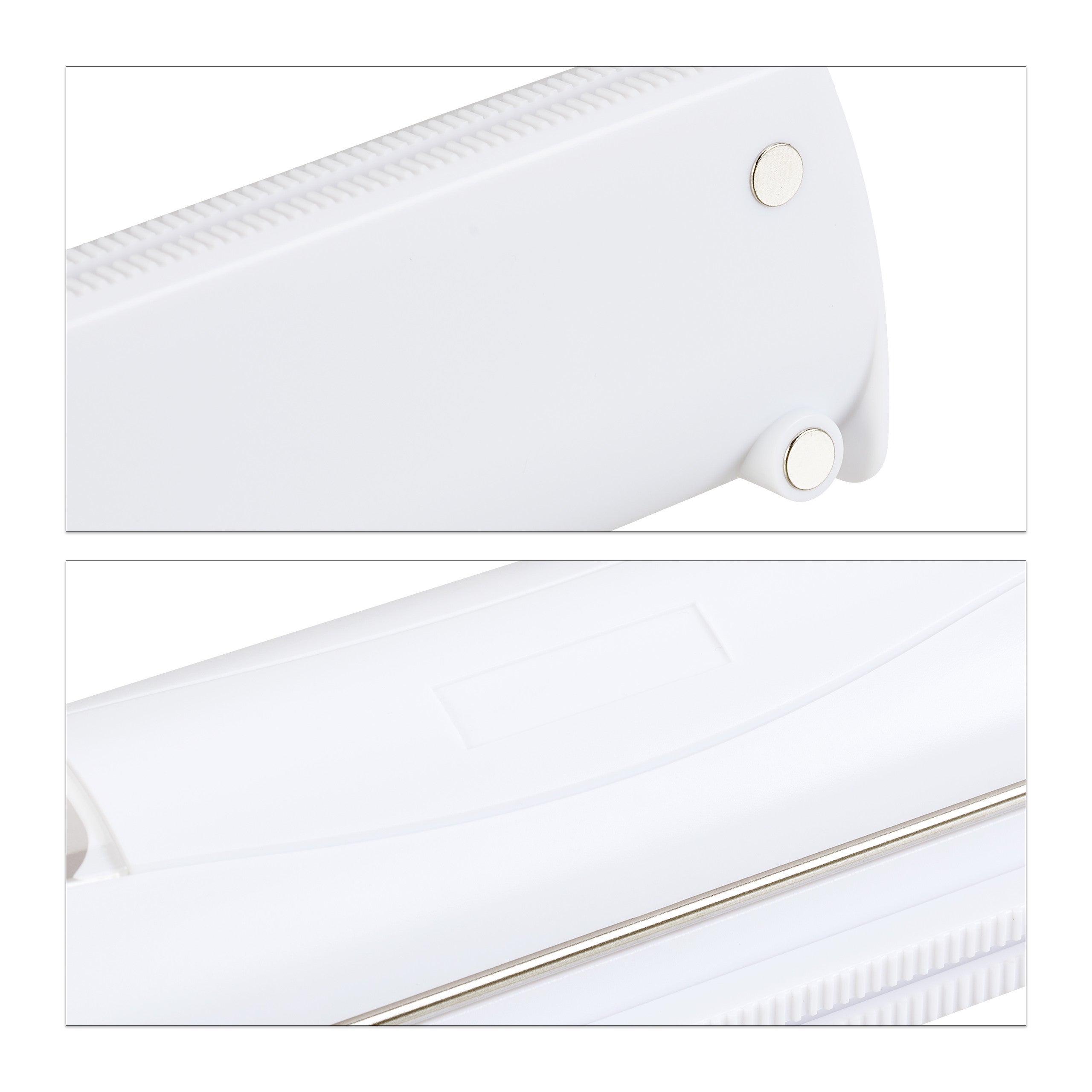 Set 2 Taglia Pellicola da Cucina, Dispenser Porta Rotoli Plastica & Alluminio, Taglierina 5x37x8 cm, Bianco, Relaxdays - 9