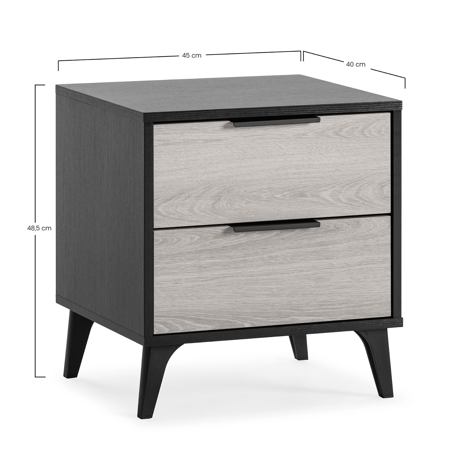 Table de chevet Kalma 2 tiroirs couleur noir/chêne - 6