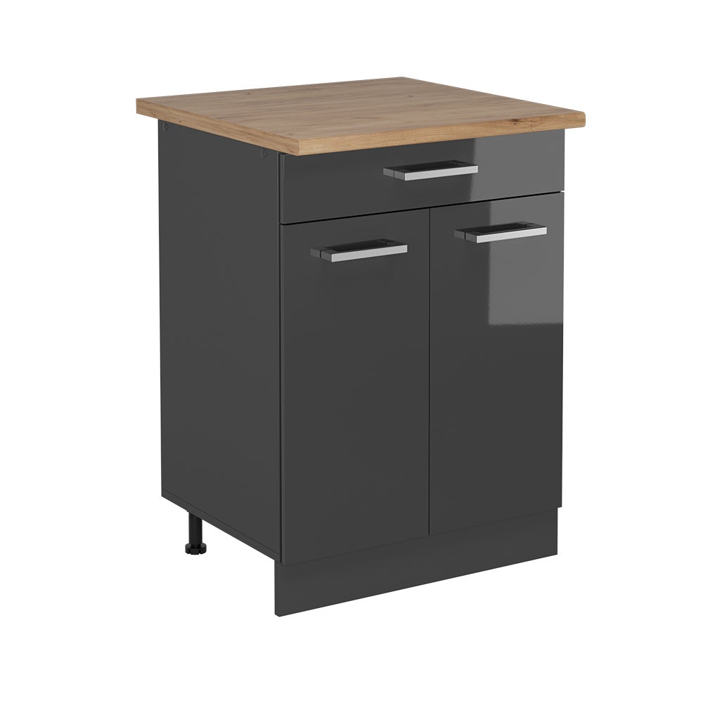 Vicco Szafka dolna do kuchni R-Line, Antracyt wysoki połysk, 60 cm , BP Dąb