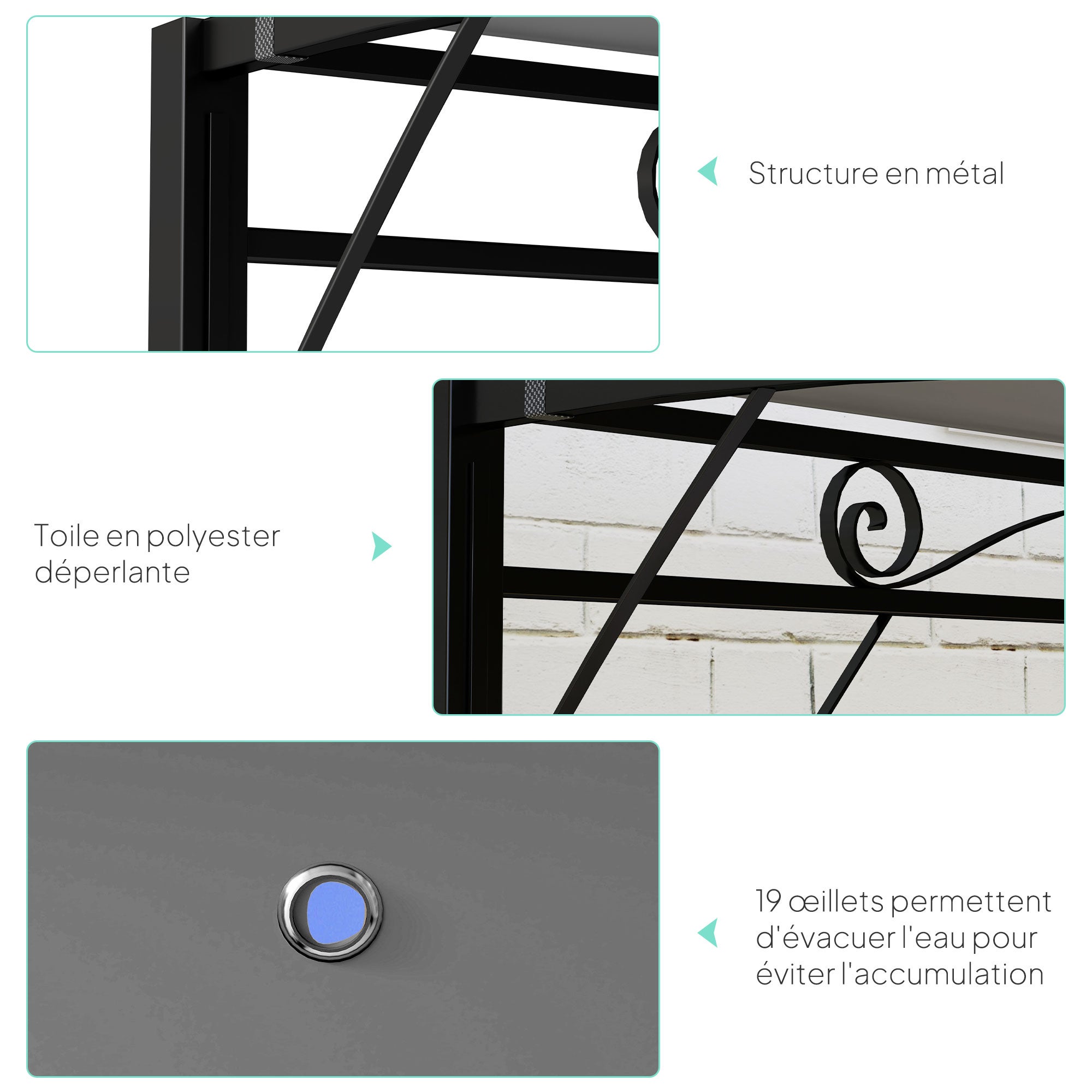 Pergola Gris en Acier 7.5 m² - 6