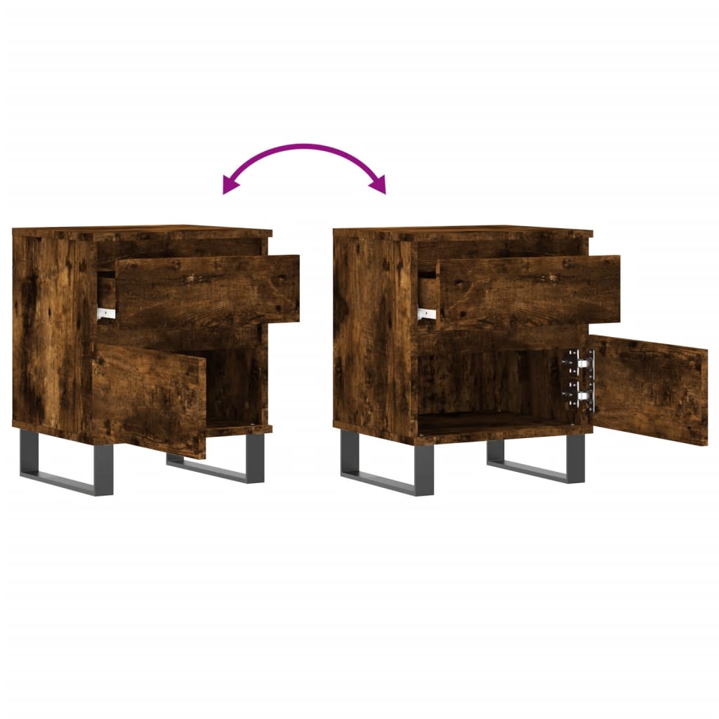 Maison Exclusive - Table de chevet chêne fumé 40x35x50 cm bois d’ingénierie - 9