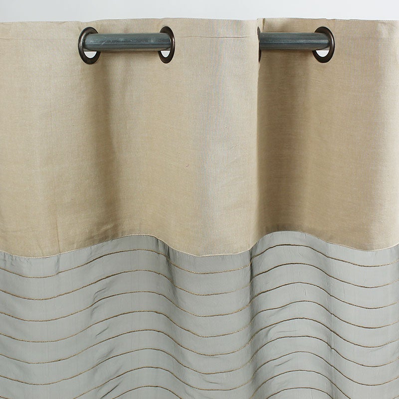 Rideau Ou Voilage Shamlyne 110x150 Cm - Soie, Coton & Jute Safran - Rayures - NEUF