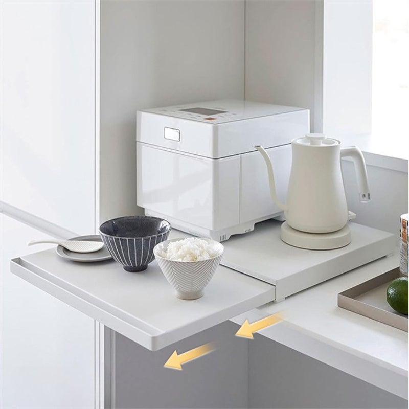 Étagère Extensible de Cuisine Noire pour Micro-ondes et Four, Support Coulissant, Rangement Pratique, Acier Résistant, 36×47×4 cm - 6