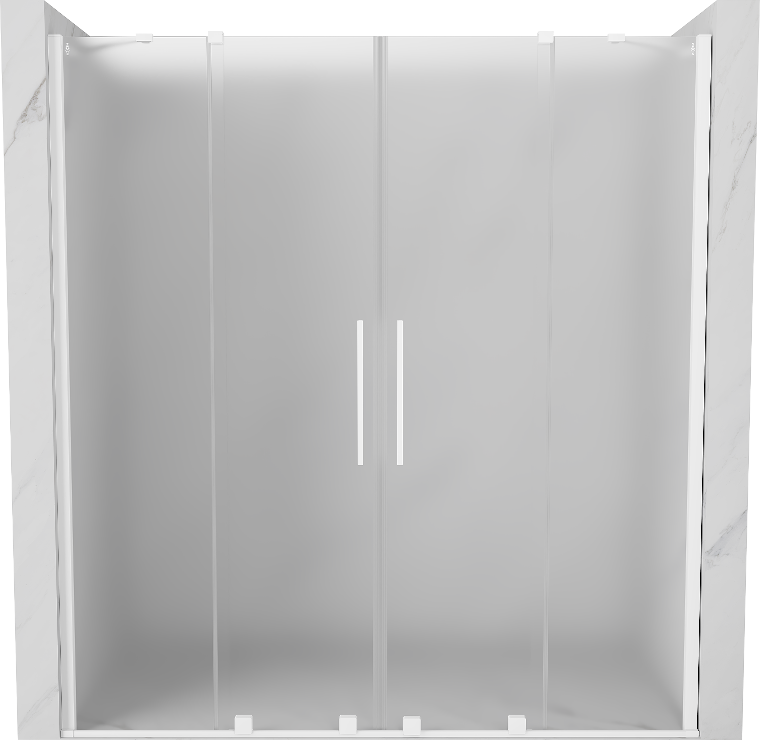 Mexen Velar Duo drzwi prysznicowe rozsuwane 180 cm, szron, białe - 871-180-000-32-20