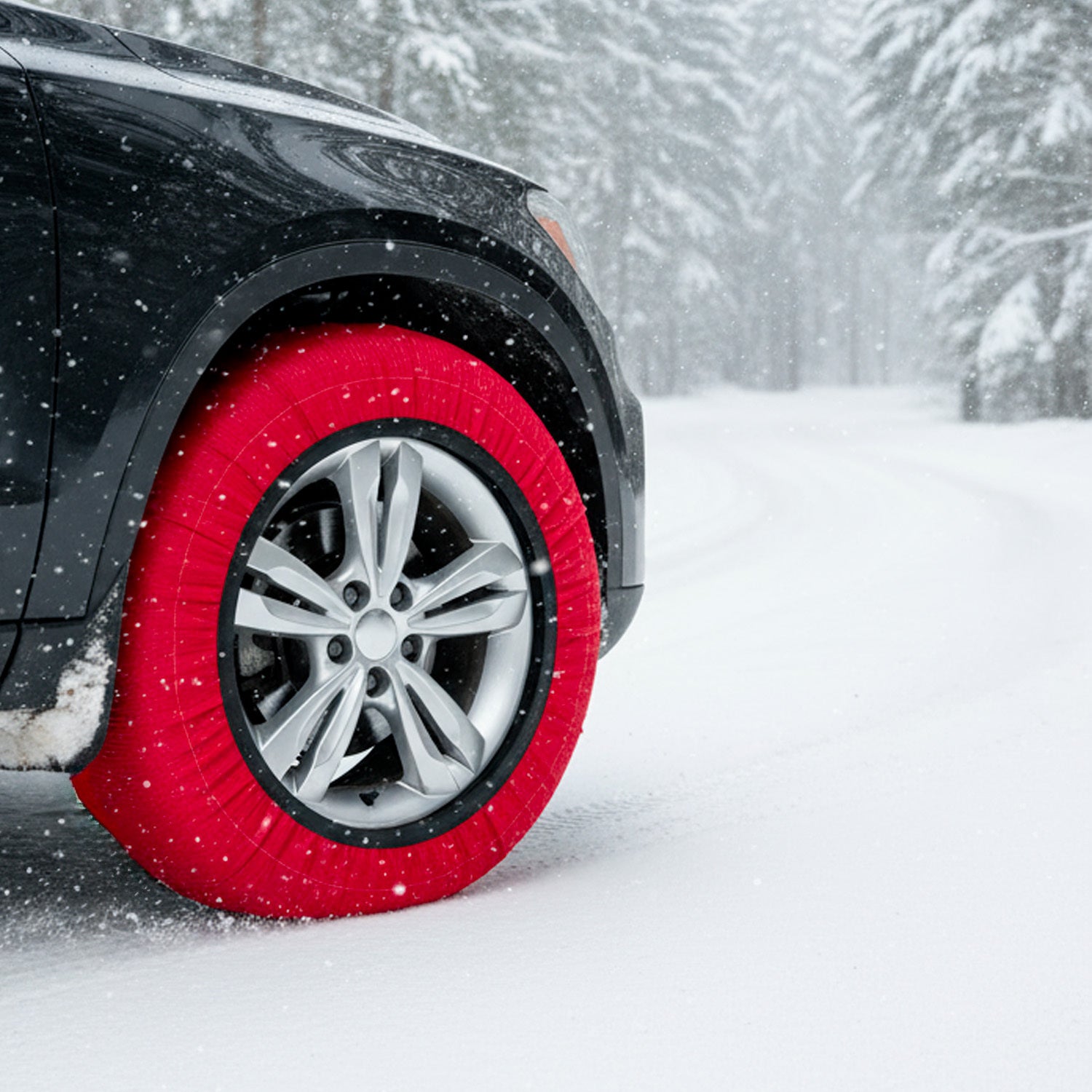 Calze da Neve Omologate EN 16662-1 Per Auto SUV Coppia di Catene Tessili Antisdrucciolo per Pneumatici R13-R19 Facili da Montare Con Guanti e Borsa M - 4