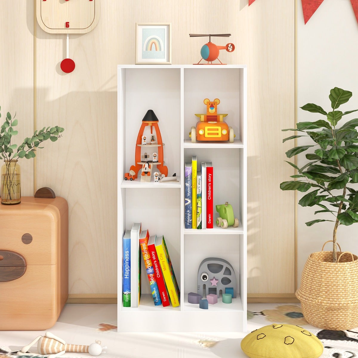 CAPHAUS Petite bibliothèque à 3 niveaux, 61 cm de large, étagère