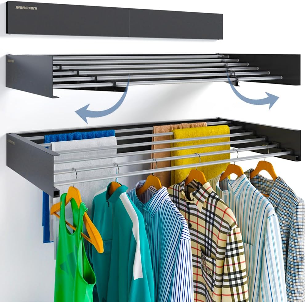 Tendedero Pared Plegable Retractil 100CM Barras Tendedero