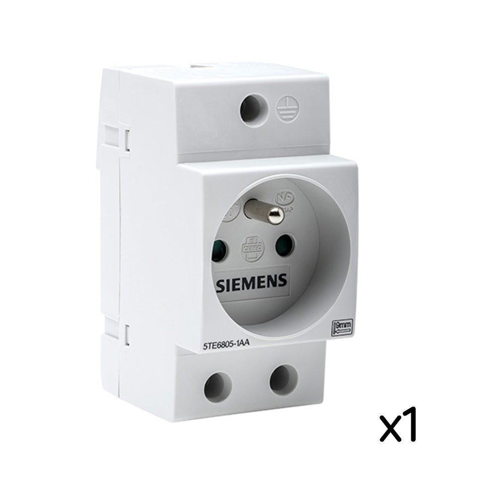 Prise modulaire Siemens 2P+T 16 A, 250 V, 2,5 modules, obturateur sécurité, montage tableau électrique - 3