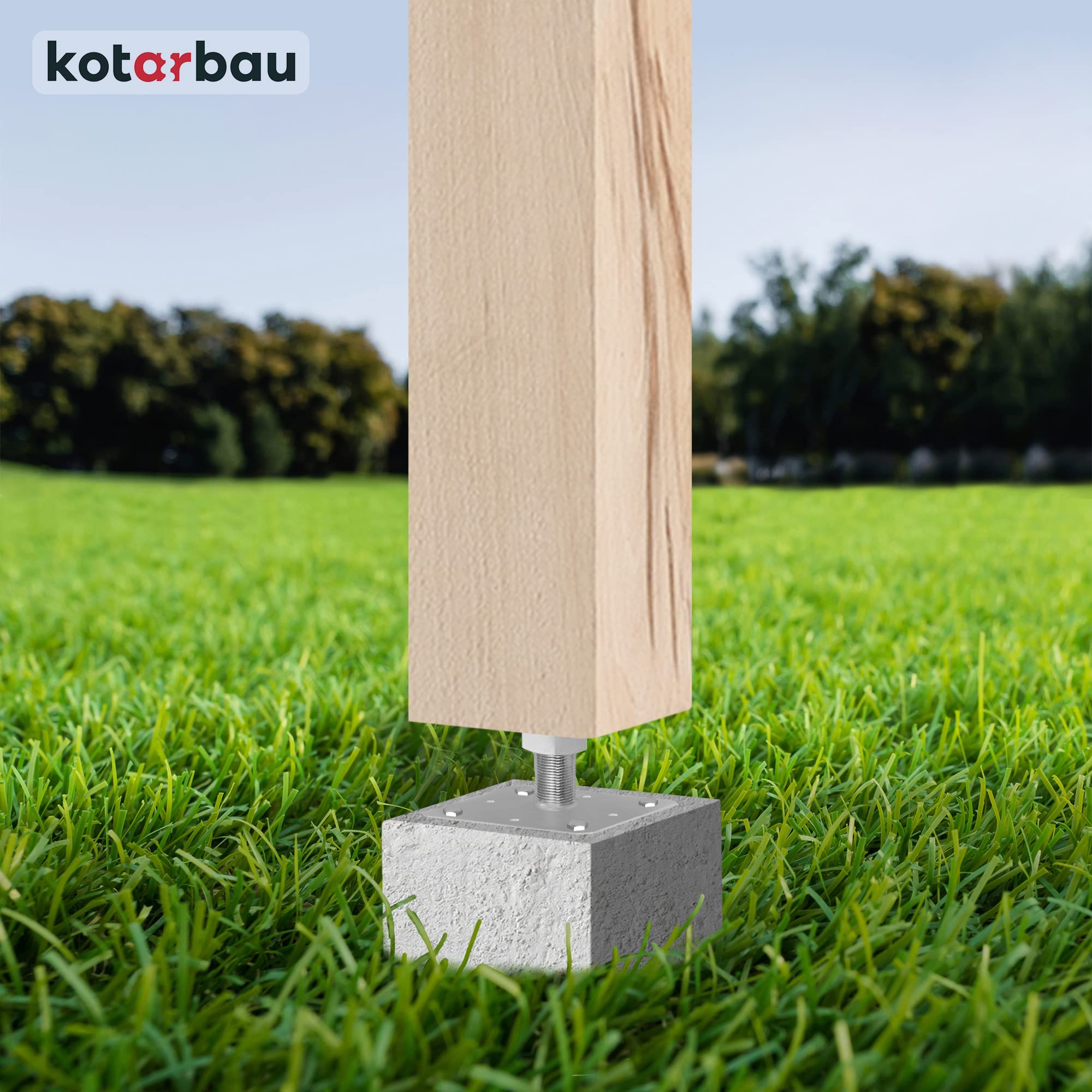 Lot de 4 Supports de Poteau Galvanisé - 110 x 110 mm - Hauteur réglable de 90 à 150 mm - À Visser - KOTARBAU - 3