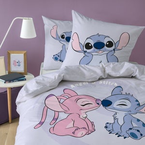 Parure De Lit Réversible Stitch Ohana Disney – 100x135 Cm + Taie 40x60 Cm – 100% Coton Doux Pour Enfants