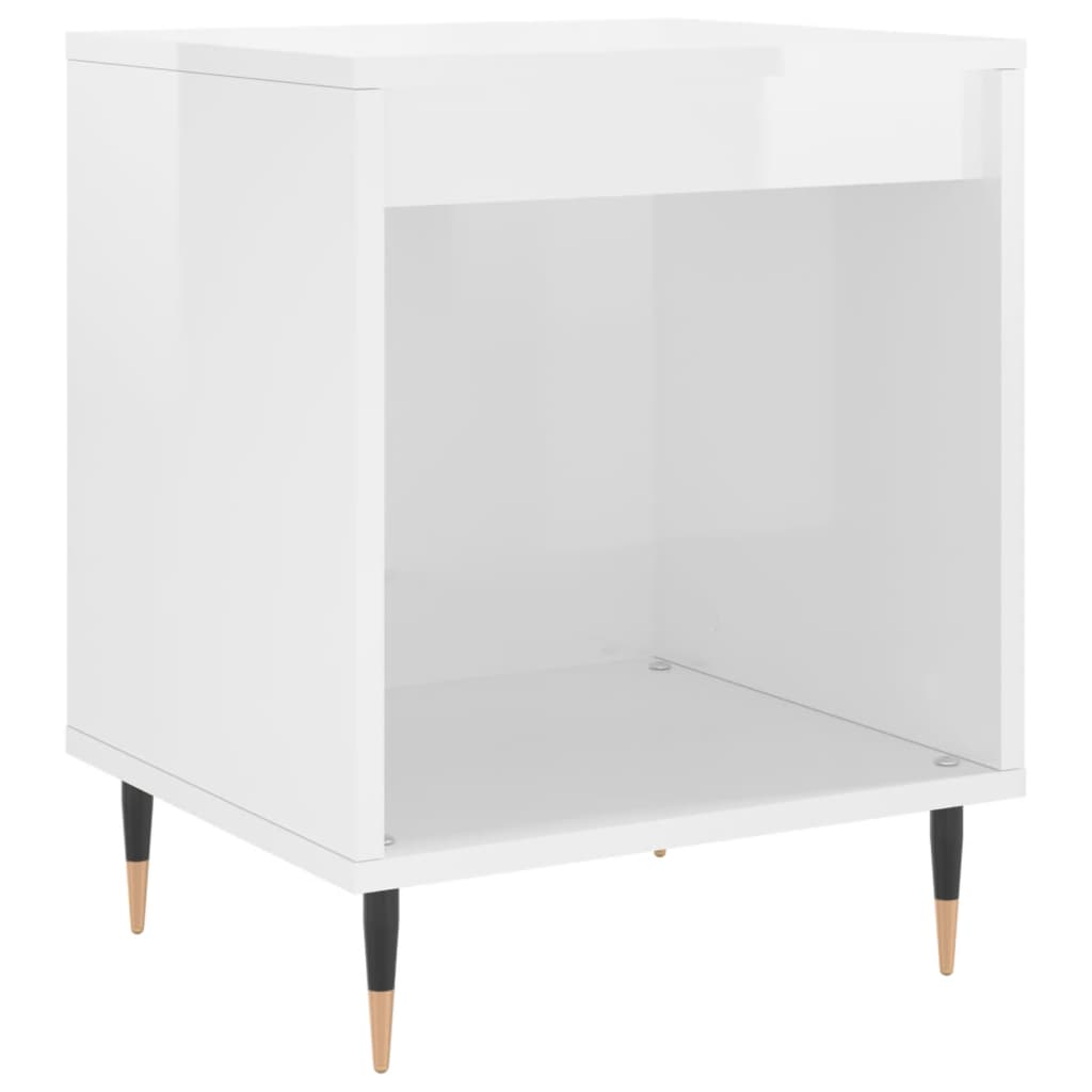Szafka nocna z drewna klejonego na biało z połyskiem 40x35x50 cm