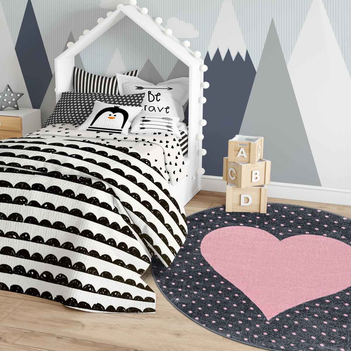 Tapis enfant PINKAR ⌀120 rose OEKO-TEX® | Leroy Merlin