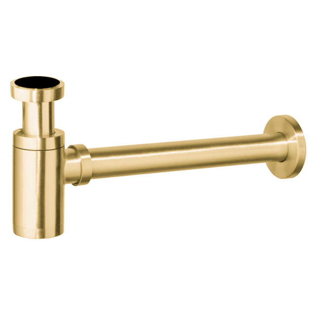 Valaz Sifón de lavabo visto redondo dorado cepillado