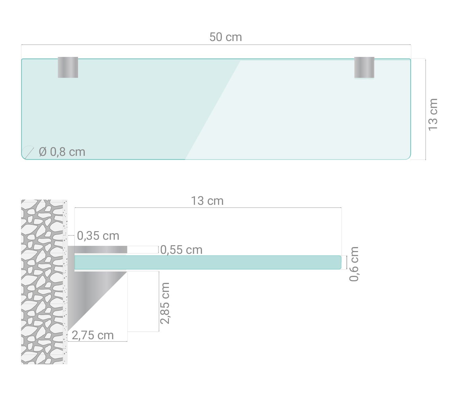 Mensola a parete in vetro resistente e sicura mensola decorativa per casa e appartamento 50x13 cm Art Print Cave - 5
