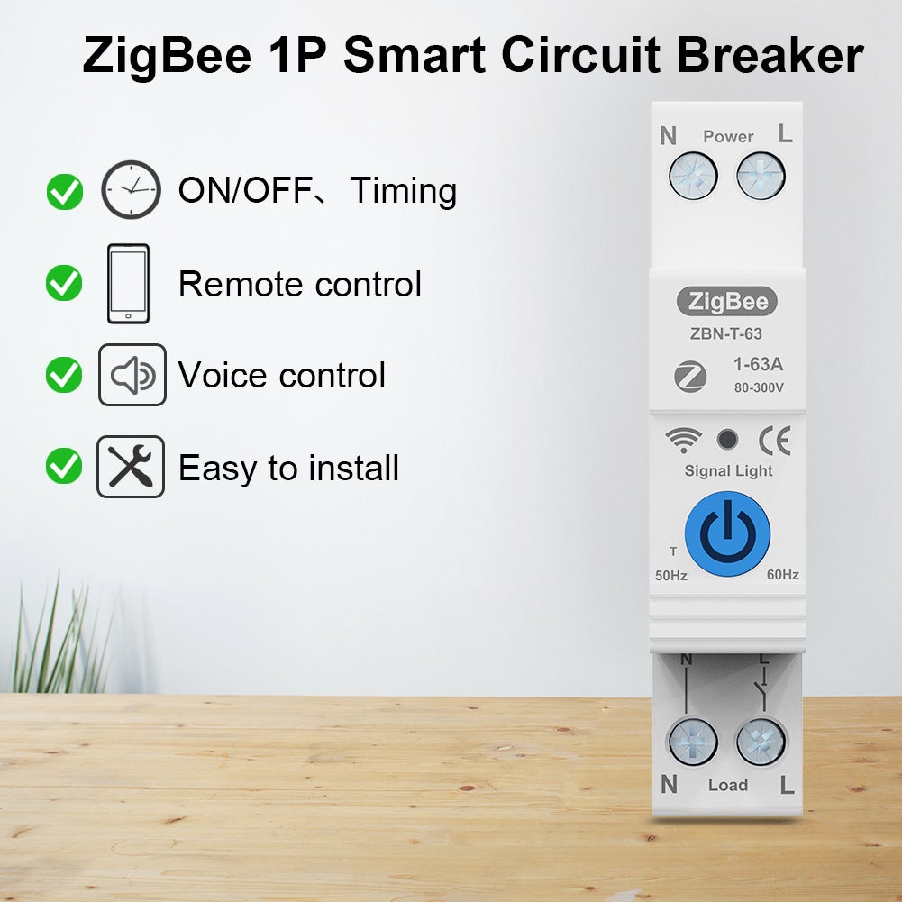 Disjuntor inteligente WiFi, interruptor de relé WiFi 1P 63A para casa inteligente - 4