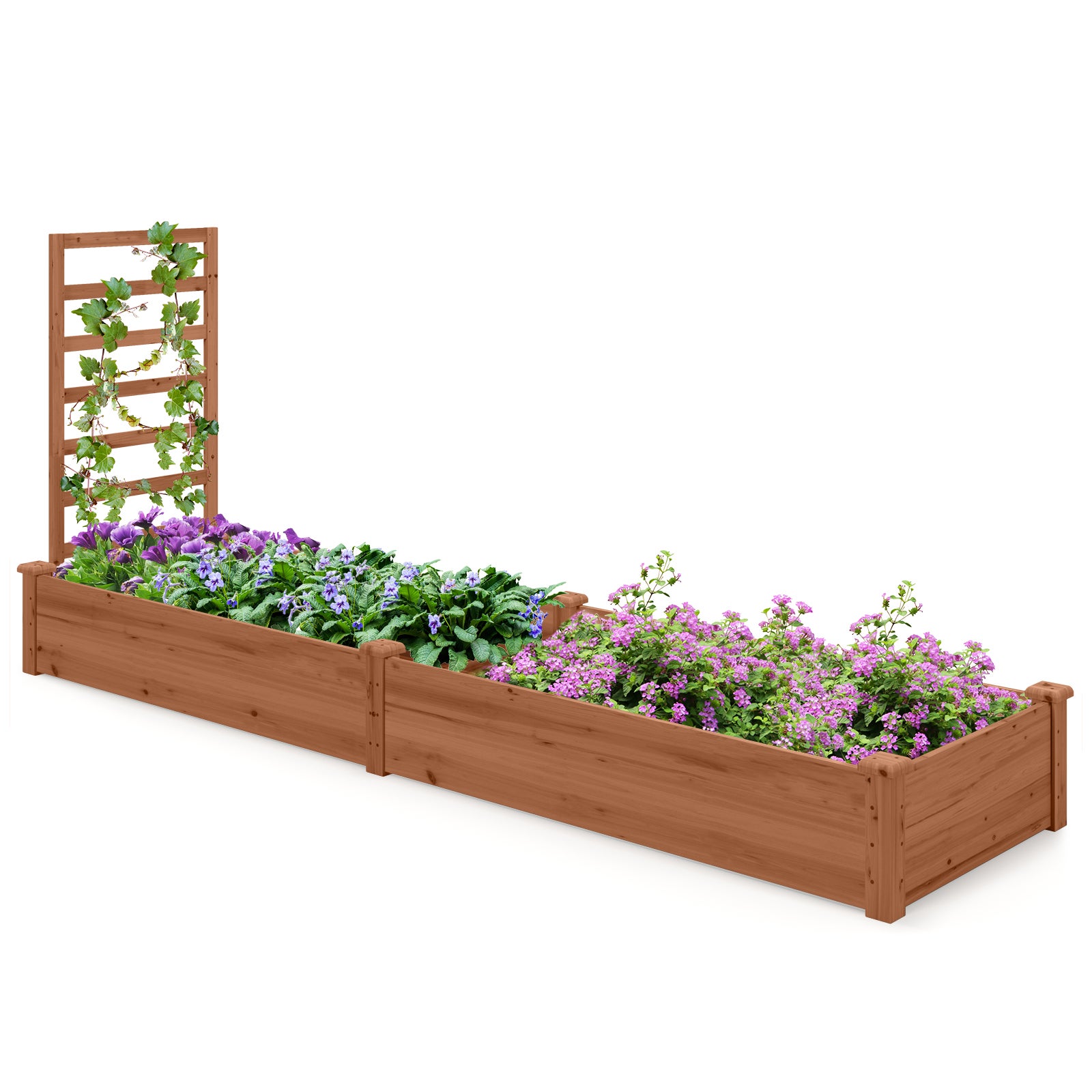 Jardinière avec Treillis en Bois avec Base Ouverte, 2 Bacs à Fleurs — free download