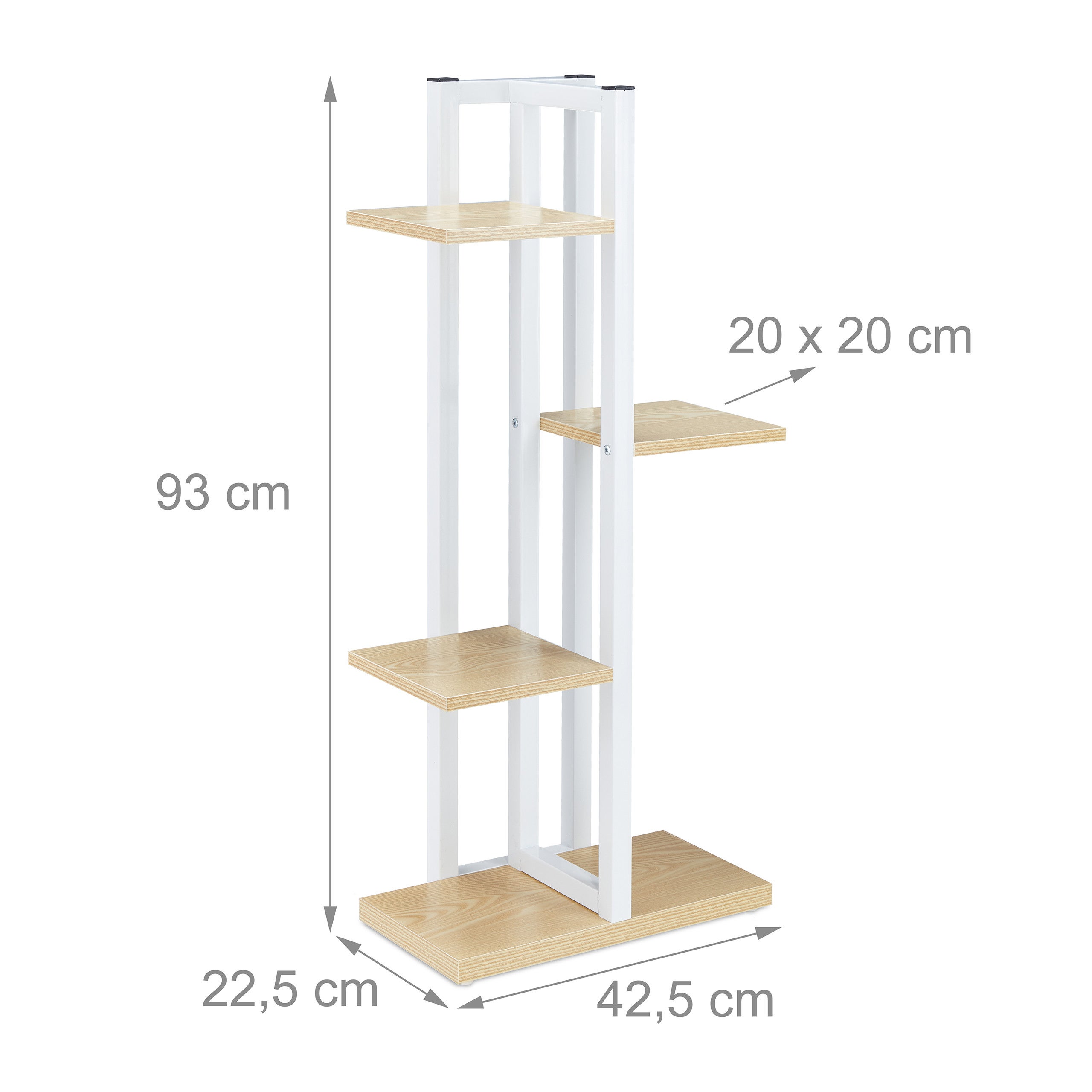 Étagère à plantes, escalier fleurs, 4 niveaux, HLP 93x42,5x22,5 cm, aspect bois, marron clair, Relaxdays - 4