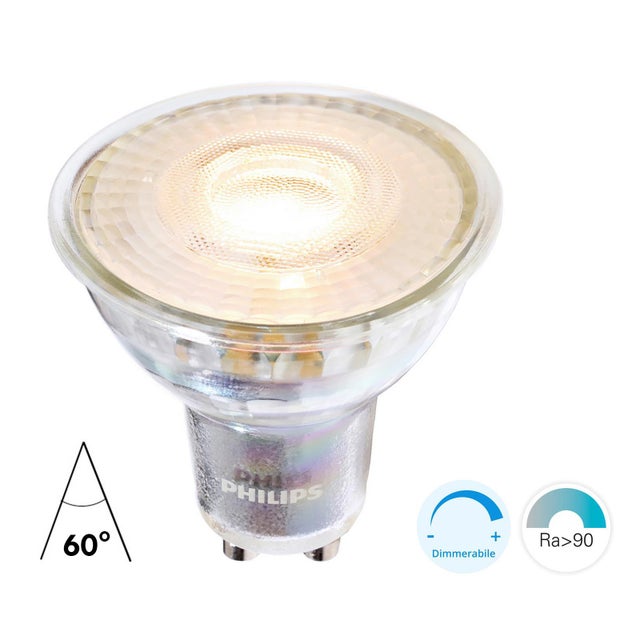 MASTER VALUE PHILIPS LED SPOT GU10 4,9W DIMMABLE angle de lumière du spot 60 degrés 230V RA90 3000K