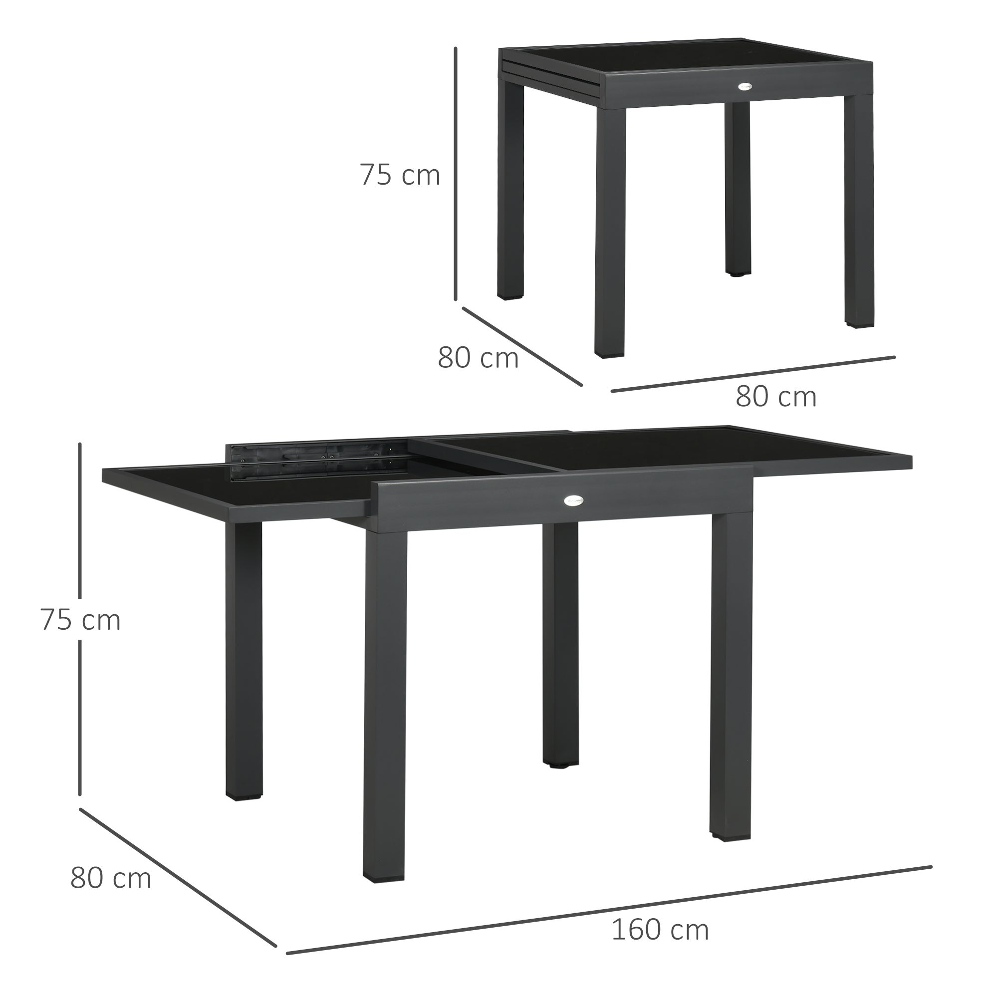 Table de jardin extensible Aluminium Outsunny - 3