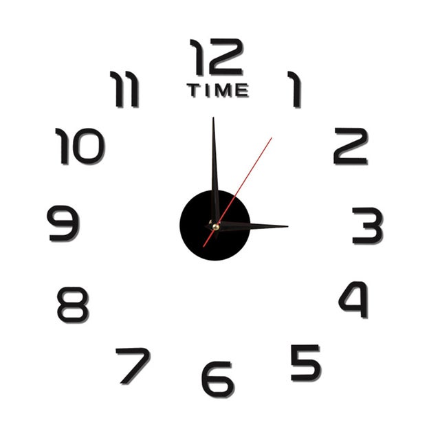 Reloj de pared luminoso silencioso, DIY, adhesivo de pared digital acrílico decorativo, negro, 40 cm