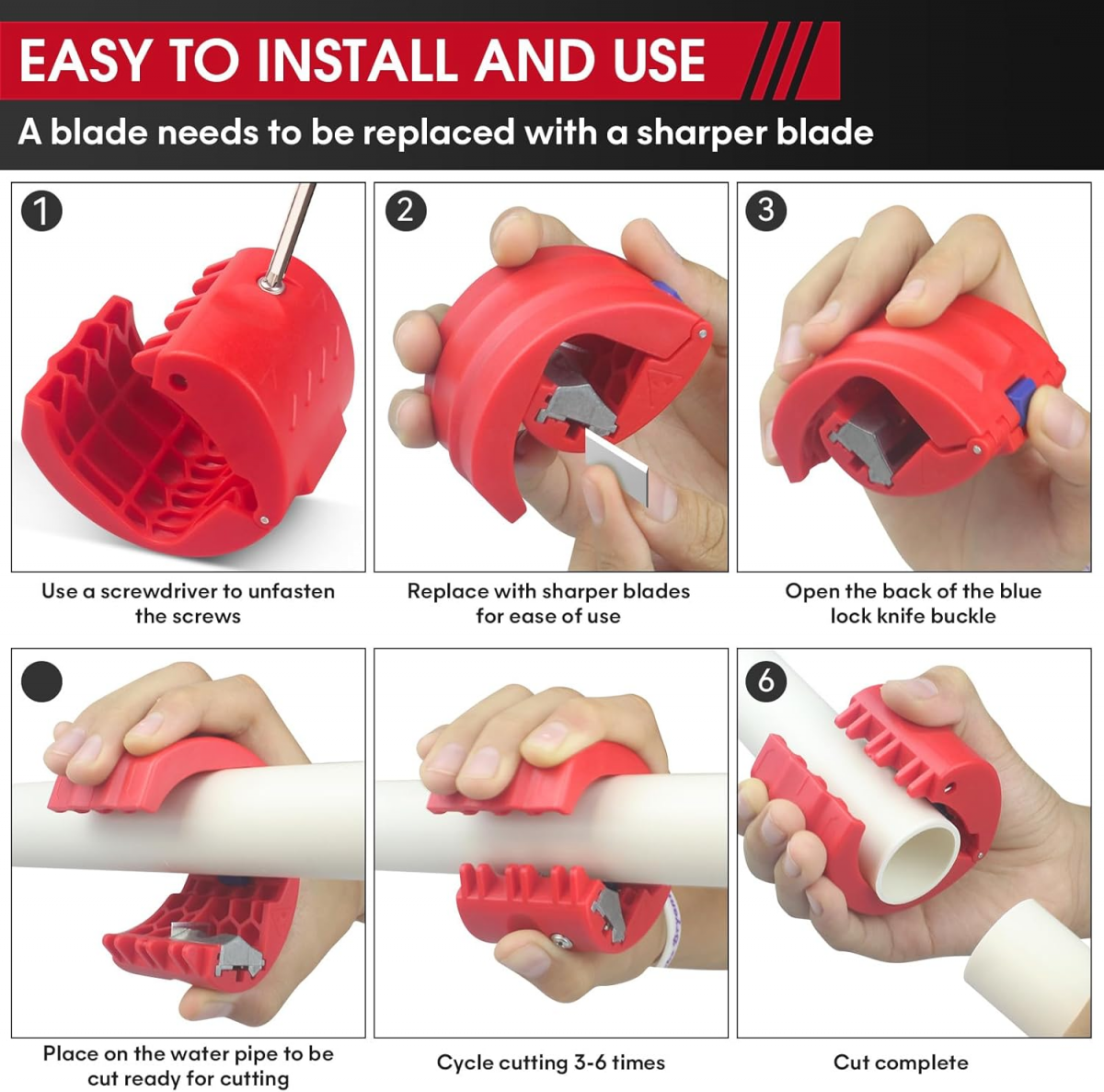 Tagliatubi in PVC Utensile da taglio in plastica, adatto per tagliare 20 – 50 mm - 5