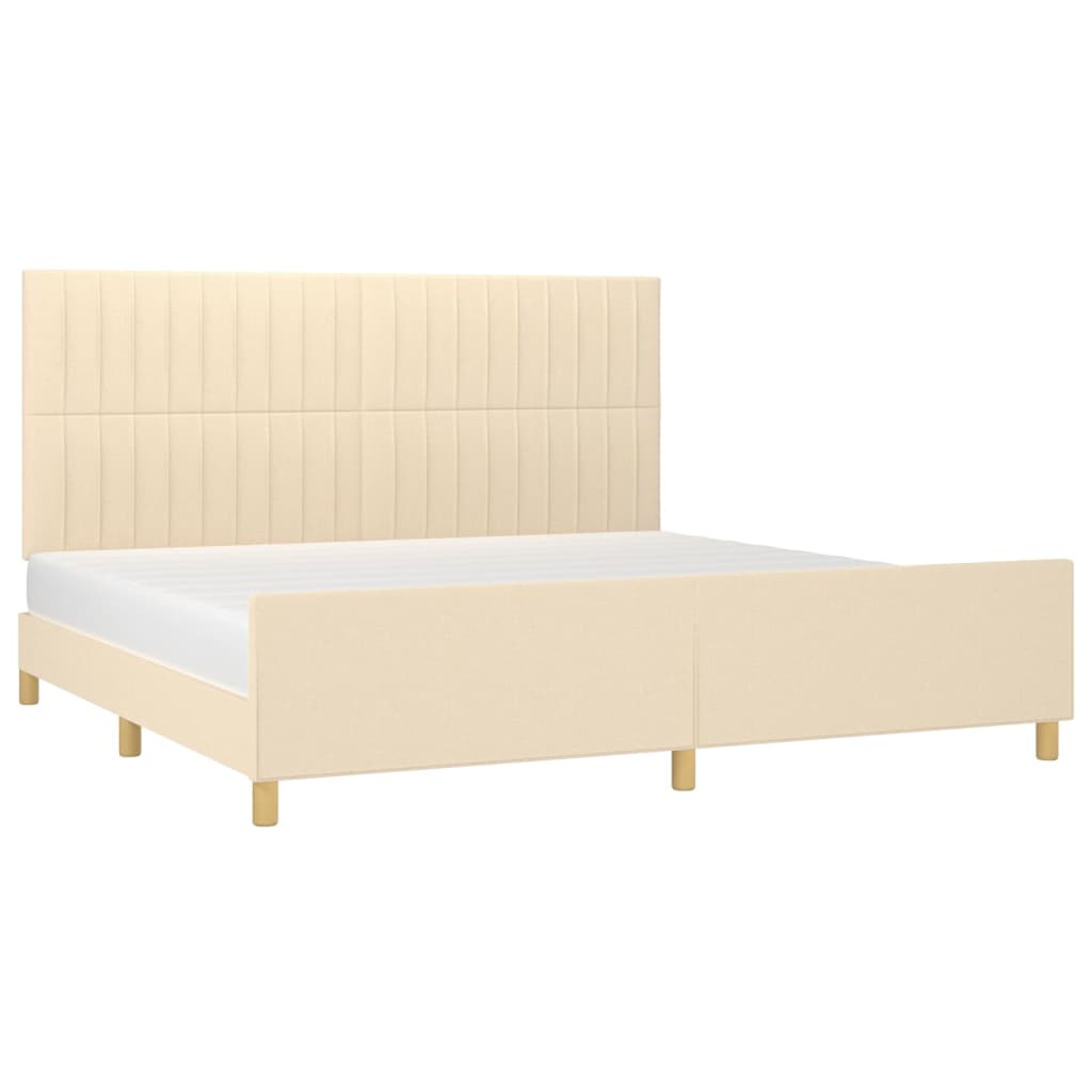 Cadre de lit sans matelas crème 200 x 200 cm en tissu - 3