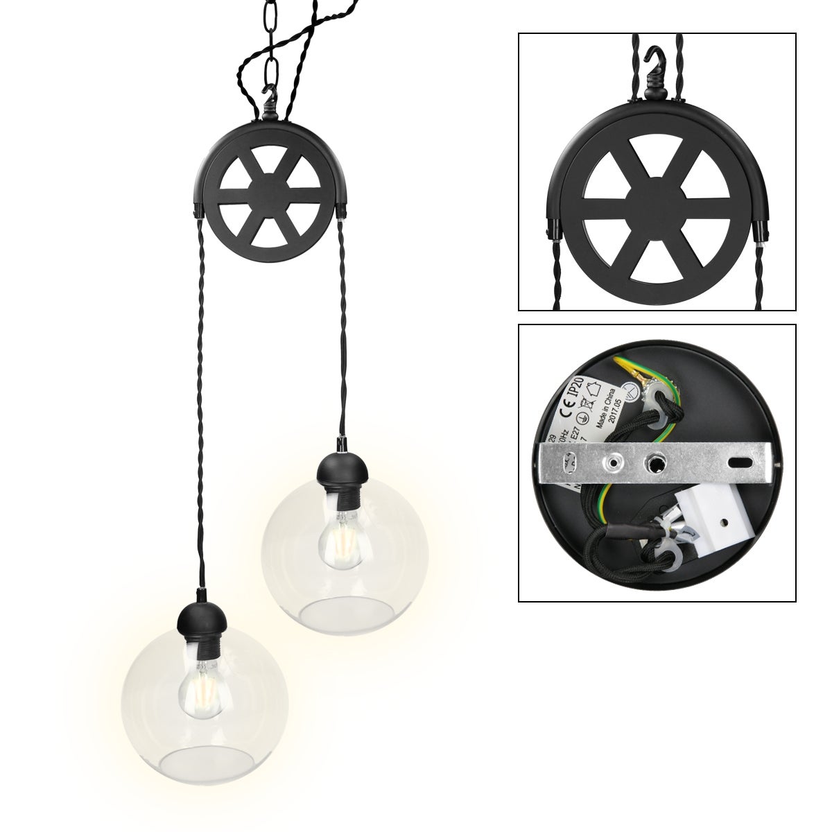 Lampe Suspendue 152,5 Cm Métal Cm E27 2 Flammes - 7