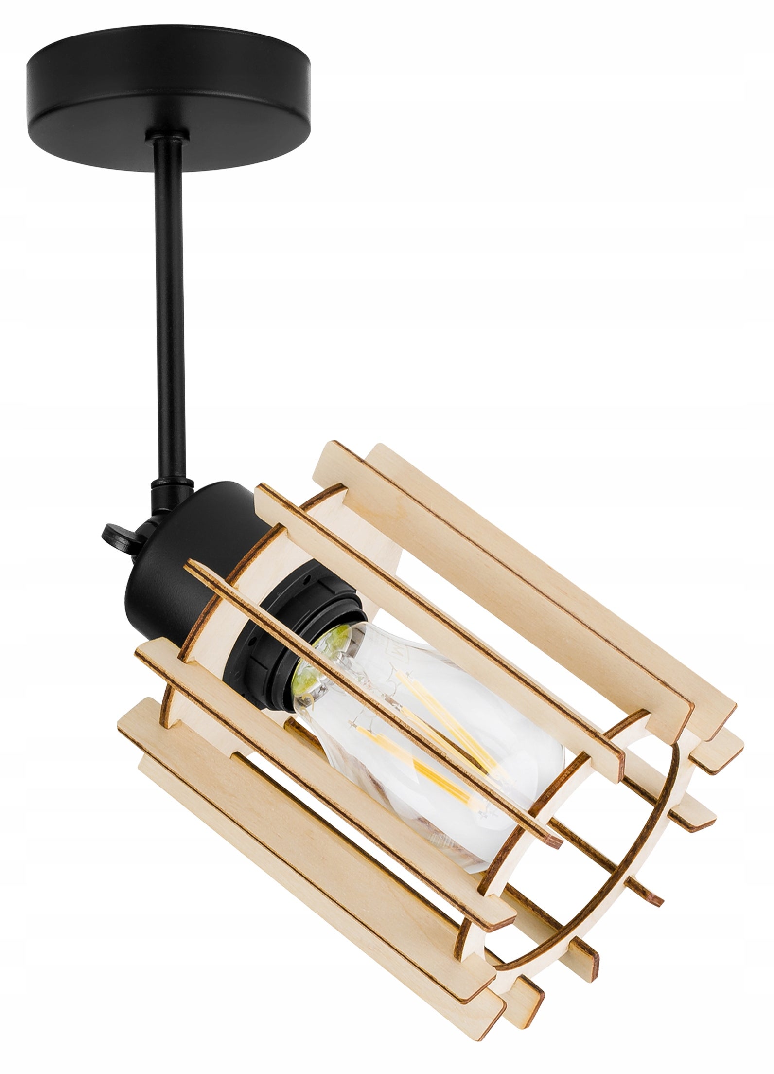 Lampa sufitowa wisząca Timber boho 1xE27 abażur prostokątny drewniany Light Home LH