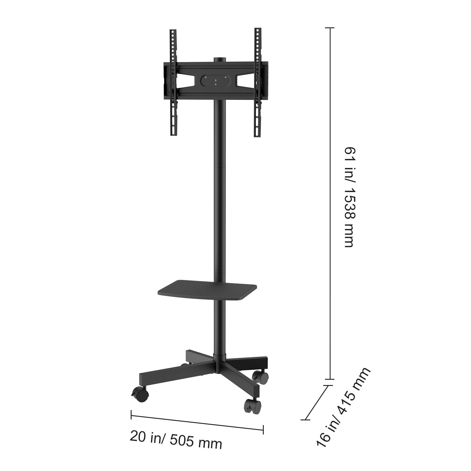 Support TV mobile réglable en hauteur,SucceBuy portable pour téléviseurs de 23 à 60 pouces. Avec roulettes et plateau pour appareils AV - 2