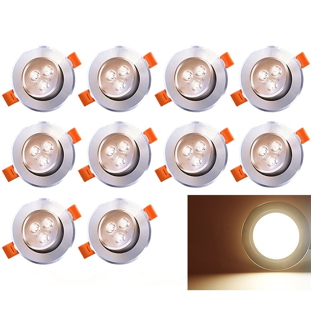 Zestaw 10 punktów LED do zabudowy regulowanych 3W 3000K ciepła biel 85mm do sufitu salon sypialnia kuchnia