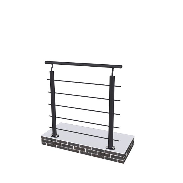 Aica Italy Ringhiera Balaustra in Alluminio Nero Opaco 100x100cm per interni ed esterni a Fissaggio a Pavimento