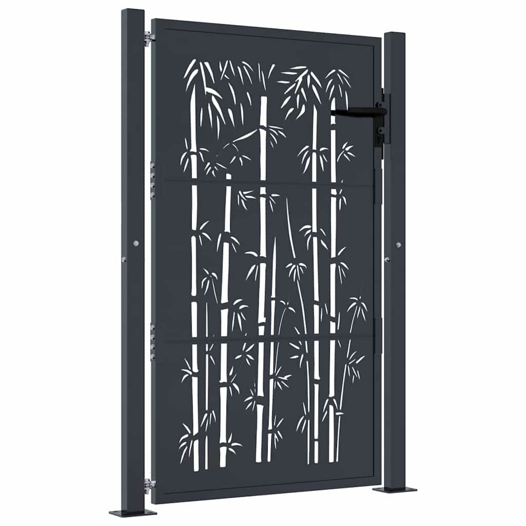 vidaXL Portail de jardin Anthracite 100x150 cm Acier Design Bambou - 2