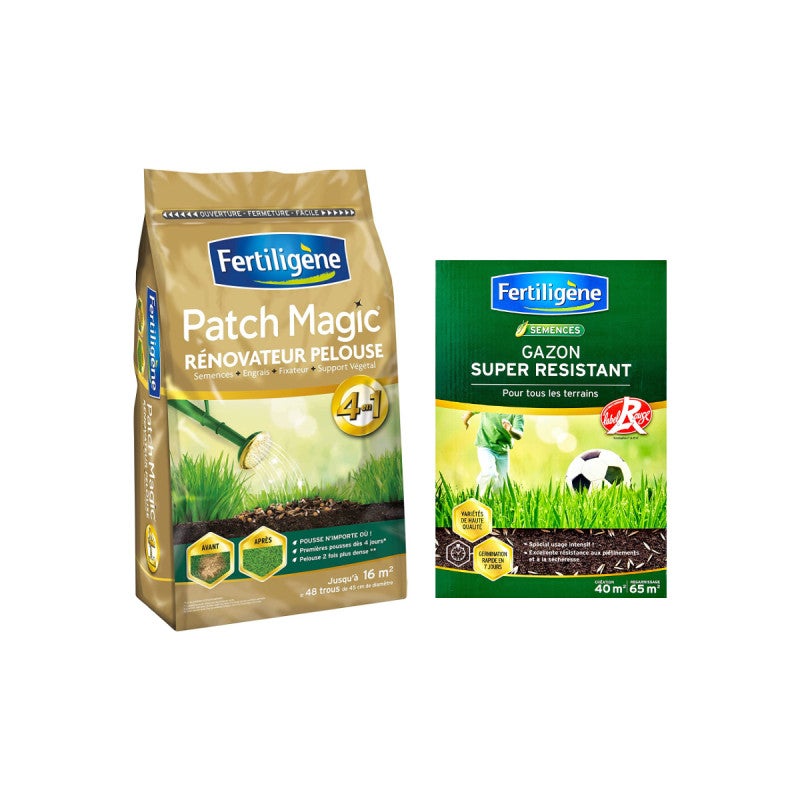 Pack FERTILIGÈNE - Patch magic rénovateur gazon - 3,6kg - Gazon super ...