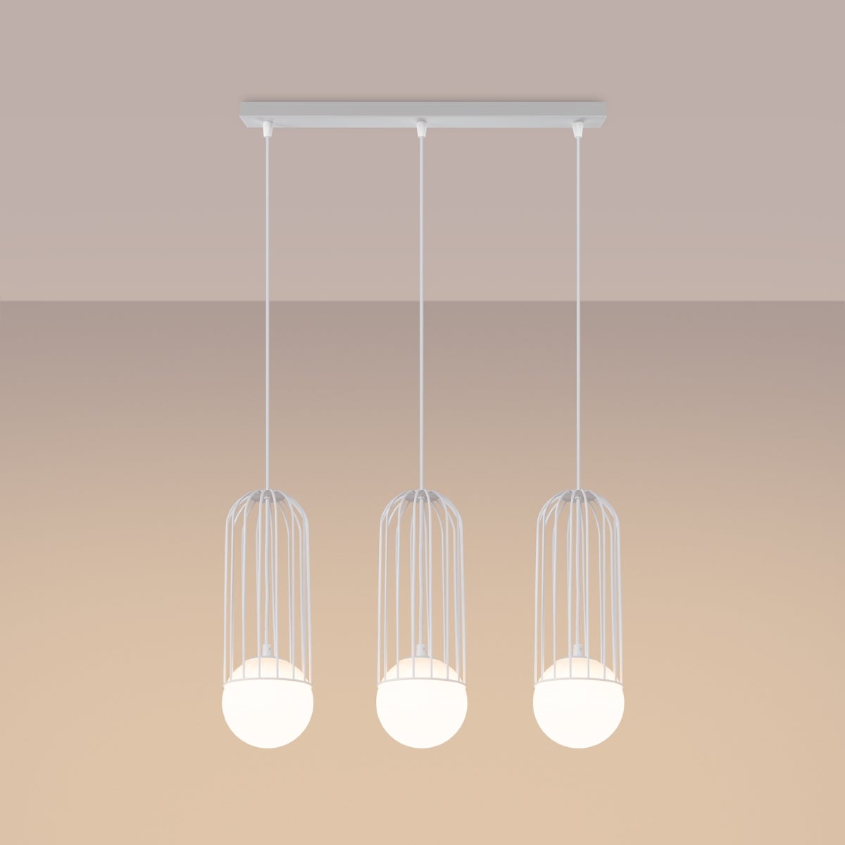 Lampa wisząca ZYNEX 3L biała LED 3000K - 54x12x115cm Sollux