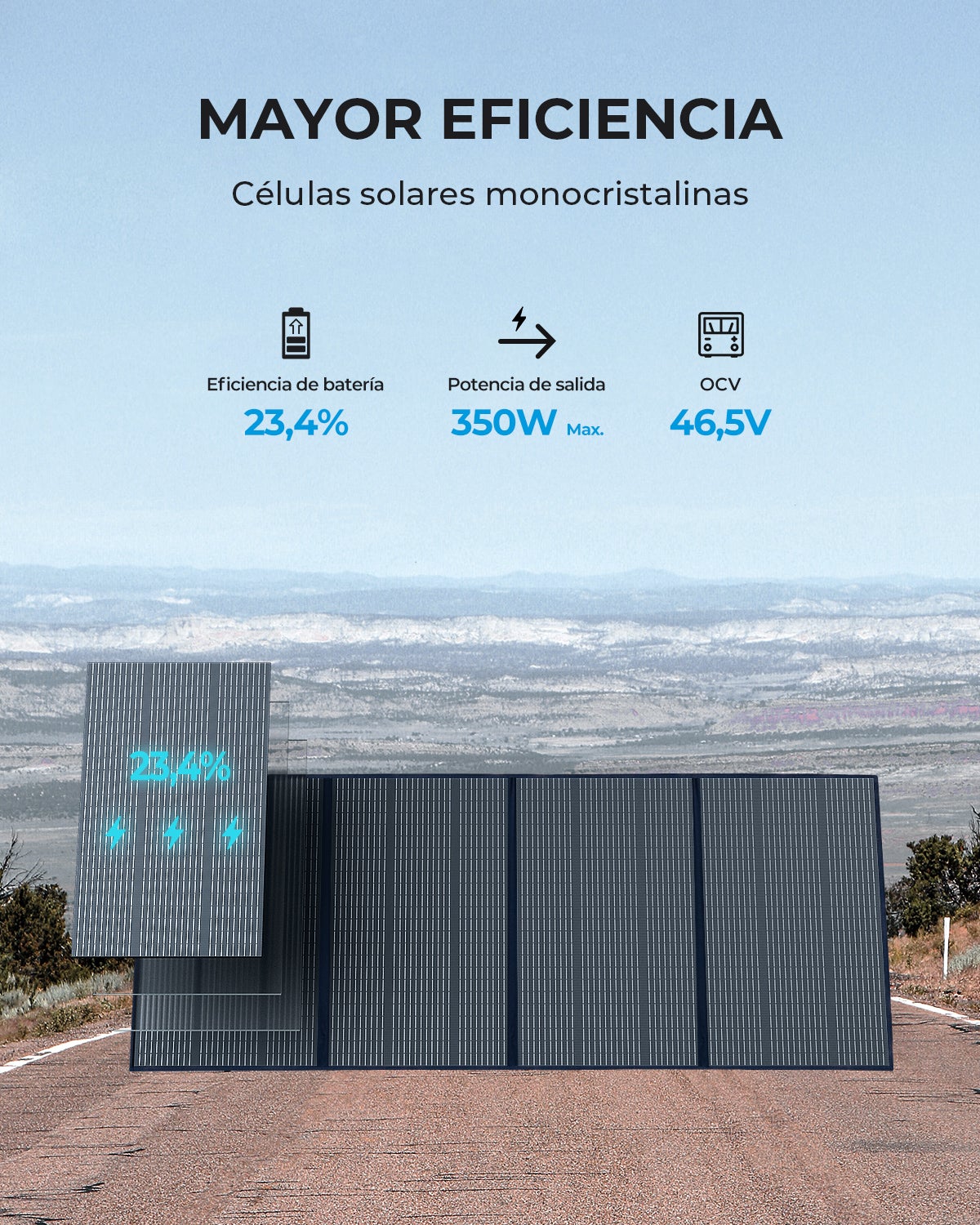 Panneau Solaire BLUETTI PV350,350WMonocristallin pour générateur AC200P/AC200MAX/AC300/EP500/EP500Pro,Pliable pour Camping-car,Voyage,Panne de Courant - 7