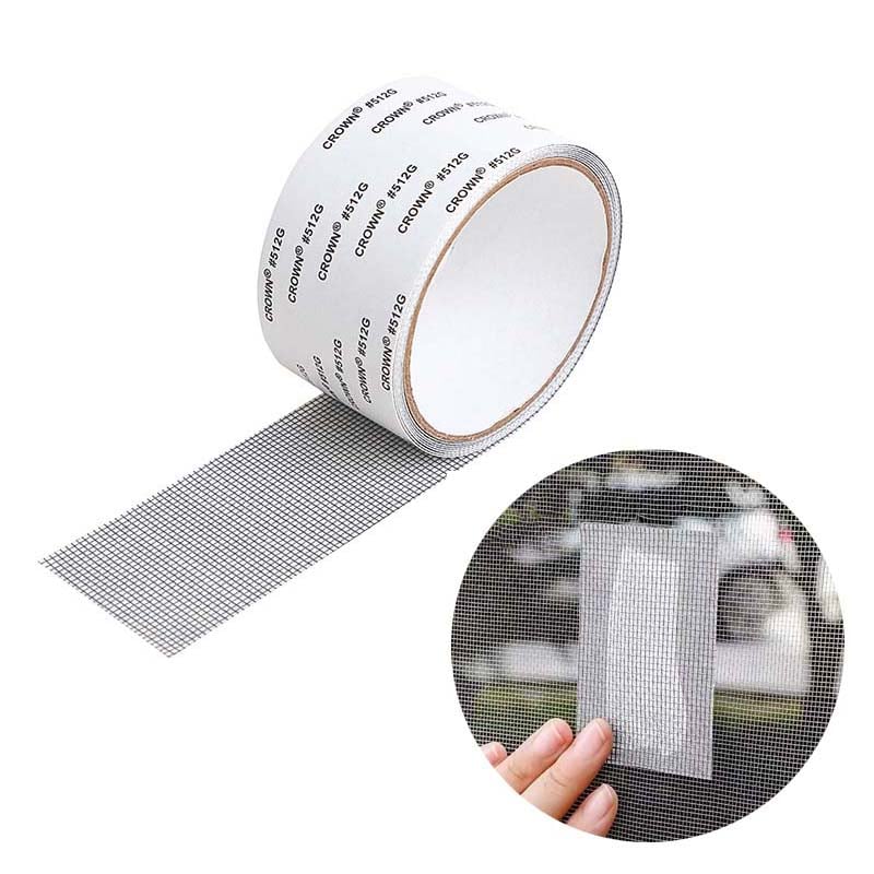 Szary plaster naprawczy na okna – samoprzylepna siatka przeciw owadom, łatwa w użyciu, odporna, taśma naprawcza na dziury w moskitierze