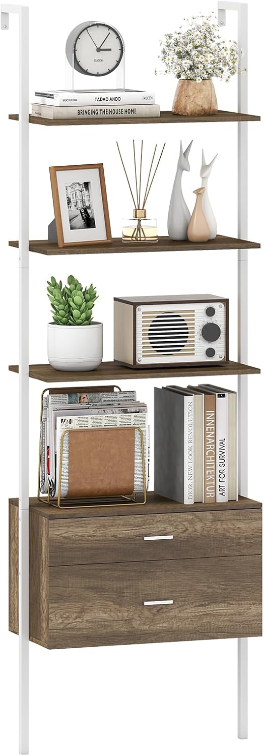 2M Bibliothèque Sur Pied à 6 Niveaux, étagère En Bois Avec