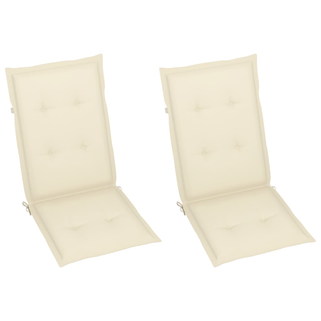 Chaises de jardin lot de 2 et coussins crème Bois teck massif vidaXL - 6