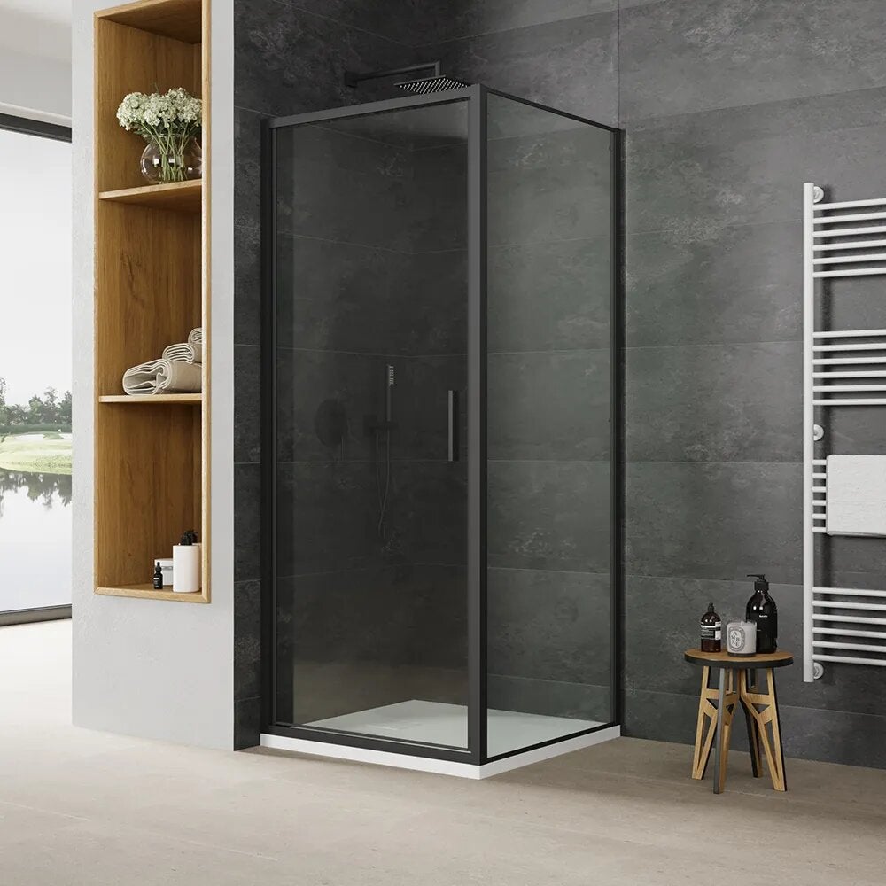 Mampara de ducha slim 70x75 cm con puerta batiente y panel fijo ...