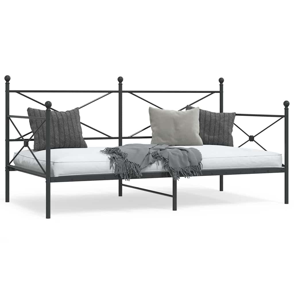 Łóżko dzienne bez materaca czarne 107x203 cm stalowe vidaXL
