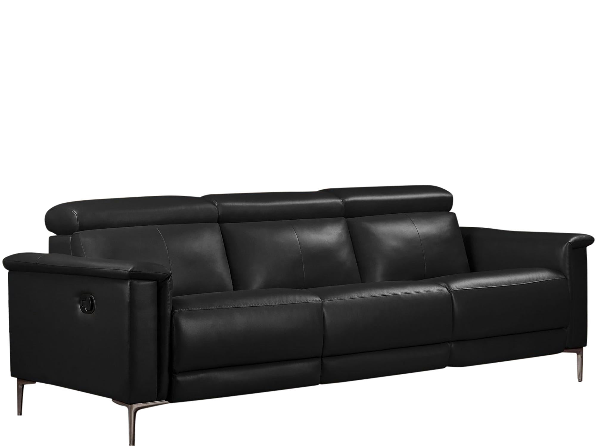 Canapé Droit 3 Places avec 3 Coussins 170x60CM en Cuir Pied en Métal Argenté Gris Canapé Droit 3 Places avec 3 Coussins 170x60CM en Cuir Pied en Métal Argenté Gris