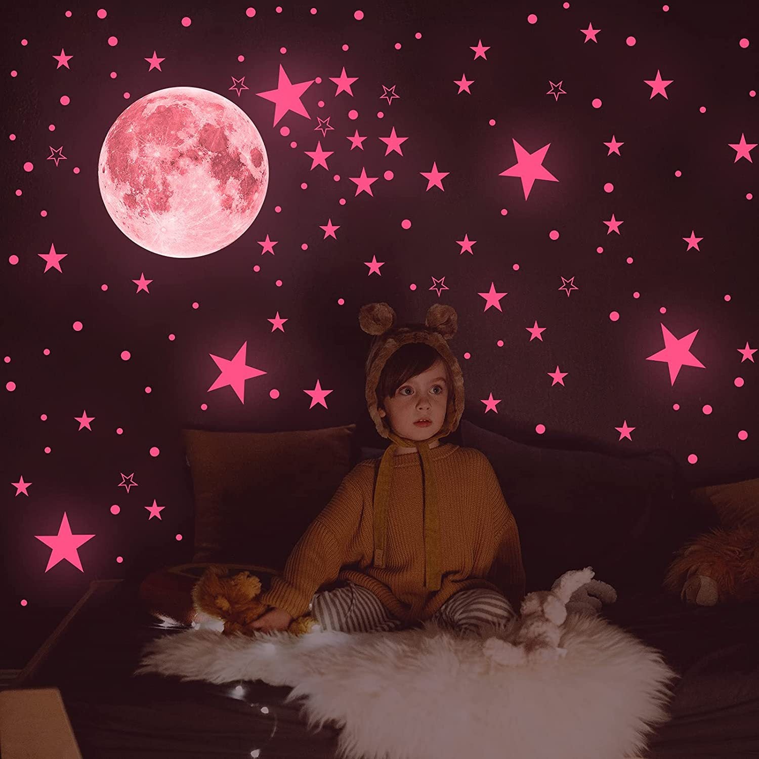 Stelle Fosforescenti Adesive Per Soffitto – Set 134 Pezzi Con Astronavi E Luna, Per Cameretta Dei Bambini, Effetto Notte Stellata