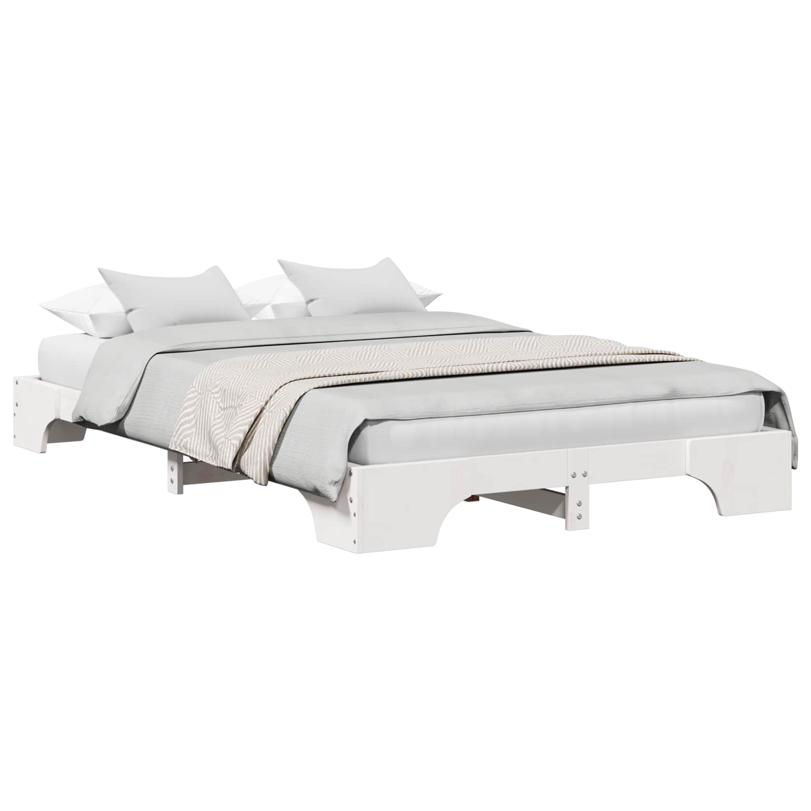 Cadre de lit en pin massif blanc, pour la chambre, 120 × 190 cm - 2