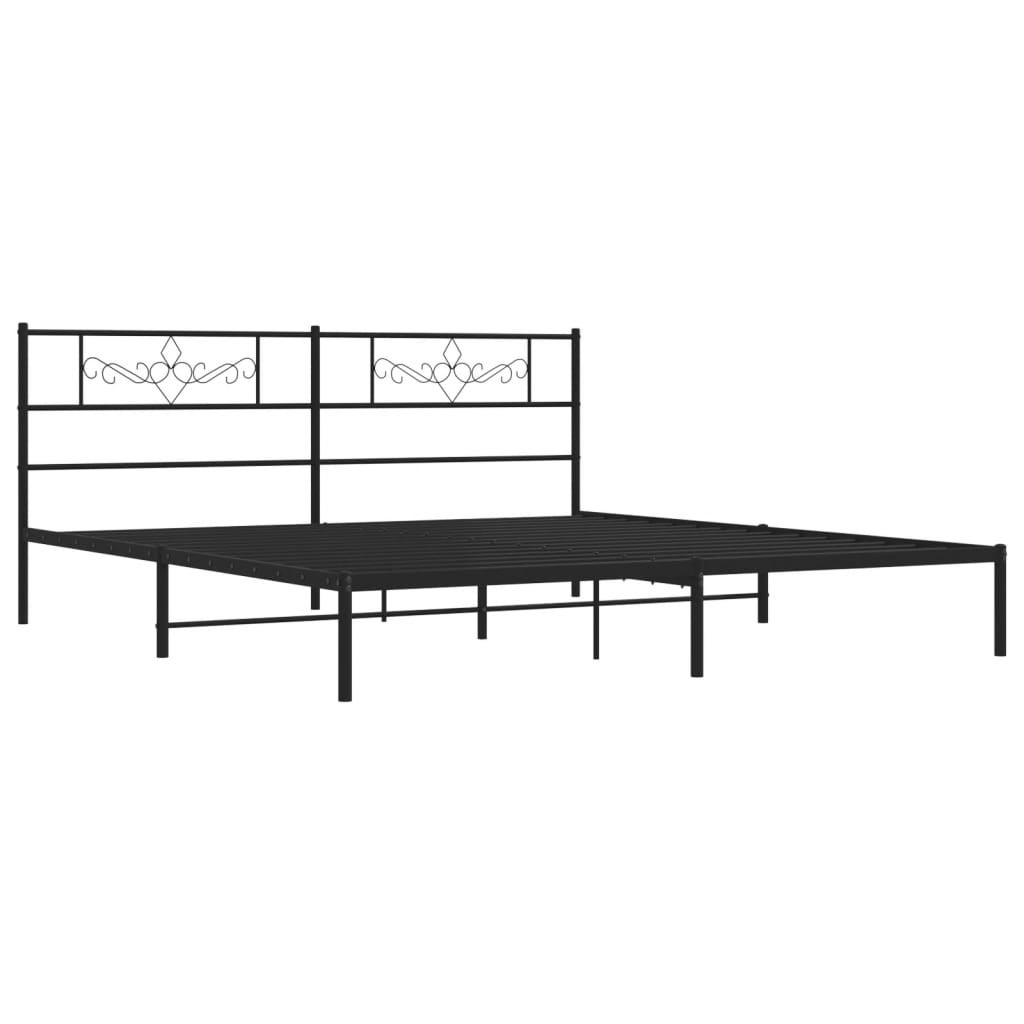 Estructura cama sin colchón con cabecero metal negro 180x200 cm vidaXL - 4