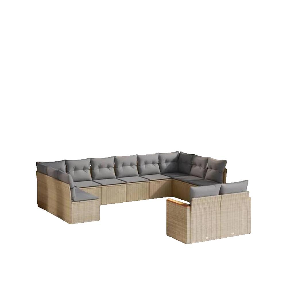 Set de sofás de jardín 12 pzas y cojines ratán sintético marrón vidaxl