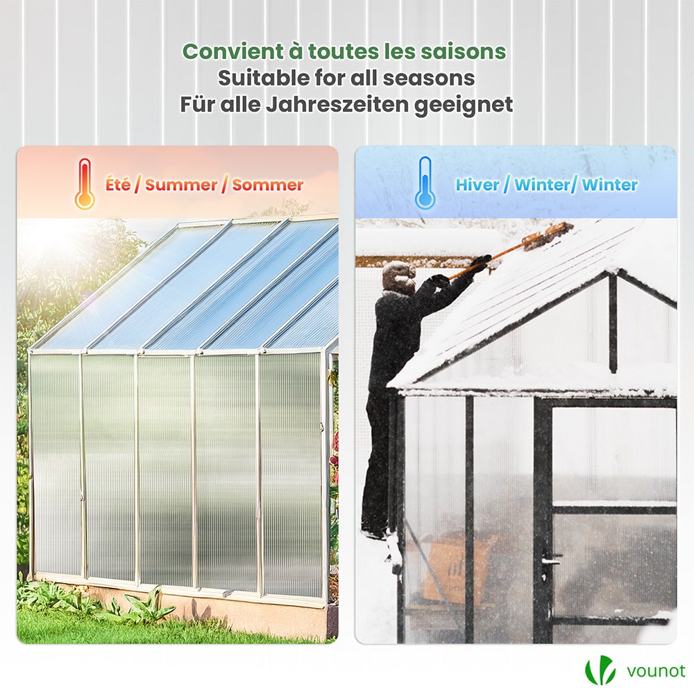14 Plaques en polycarbonate alvéolaire 4 mm - double paroi creuse - transparent 121 x 60,5 cm - pour serre - VOUNOT® - 6