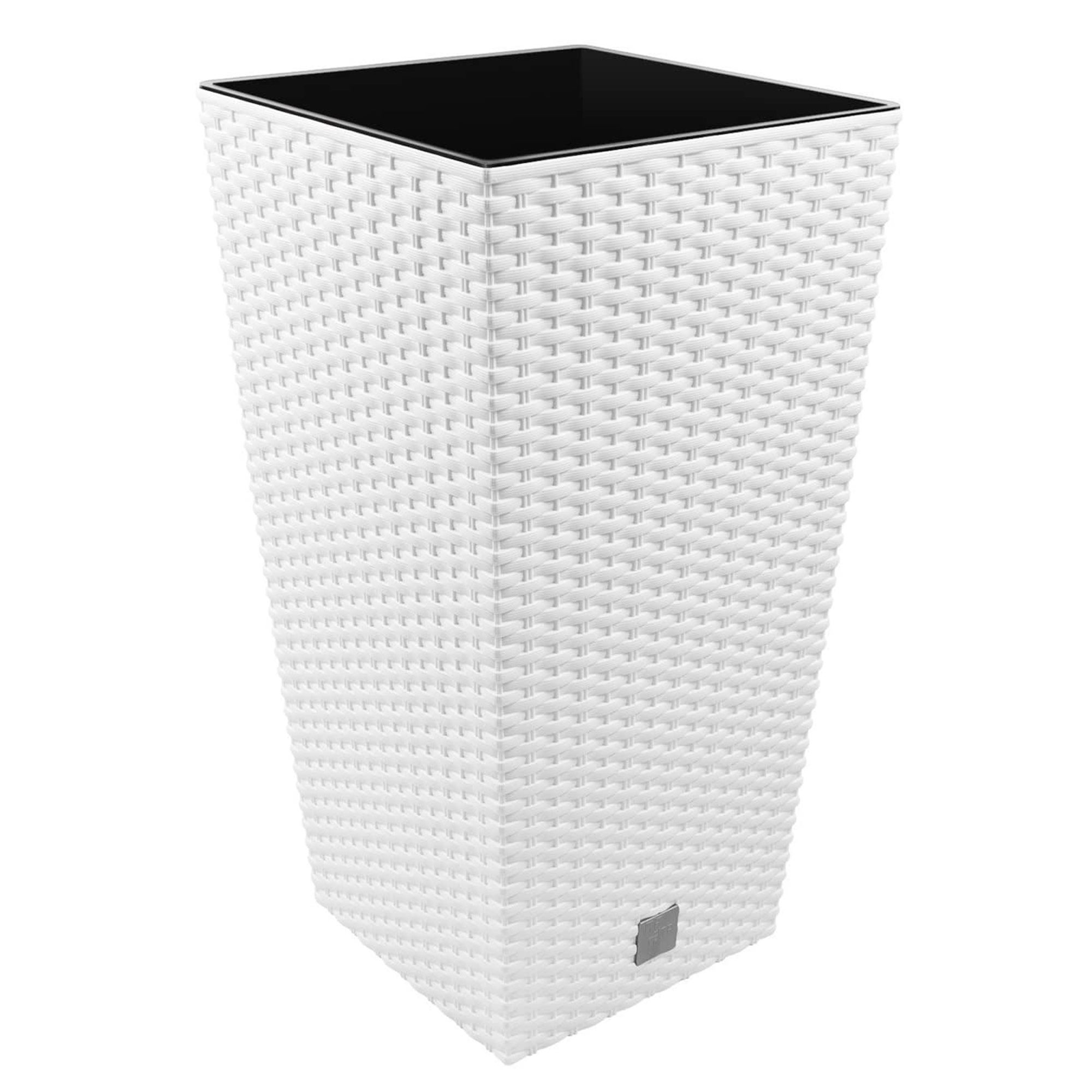 Macetero alto estilo rattan ZANVIC 26x26x50 Blanco - 2