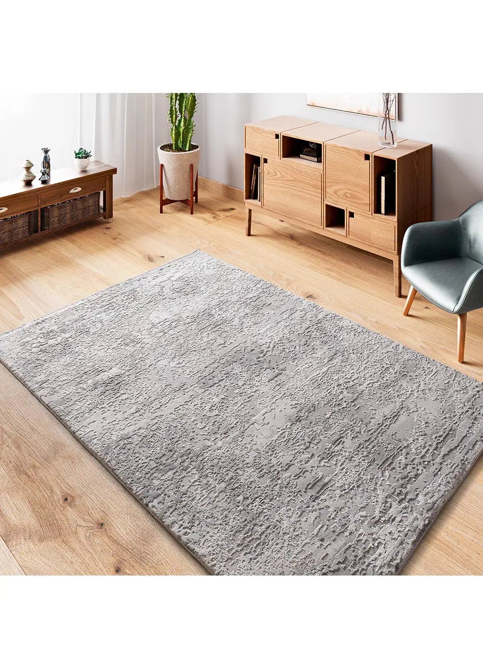 Tapis intérieur gris rectangulaire l.77 x L.150 cm ORIS abstrait avec relief - ATTICGO - 5